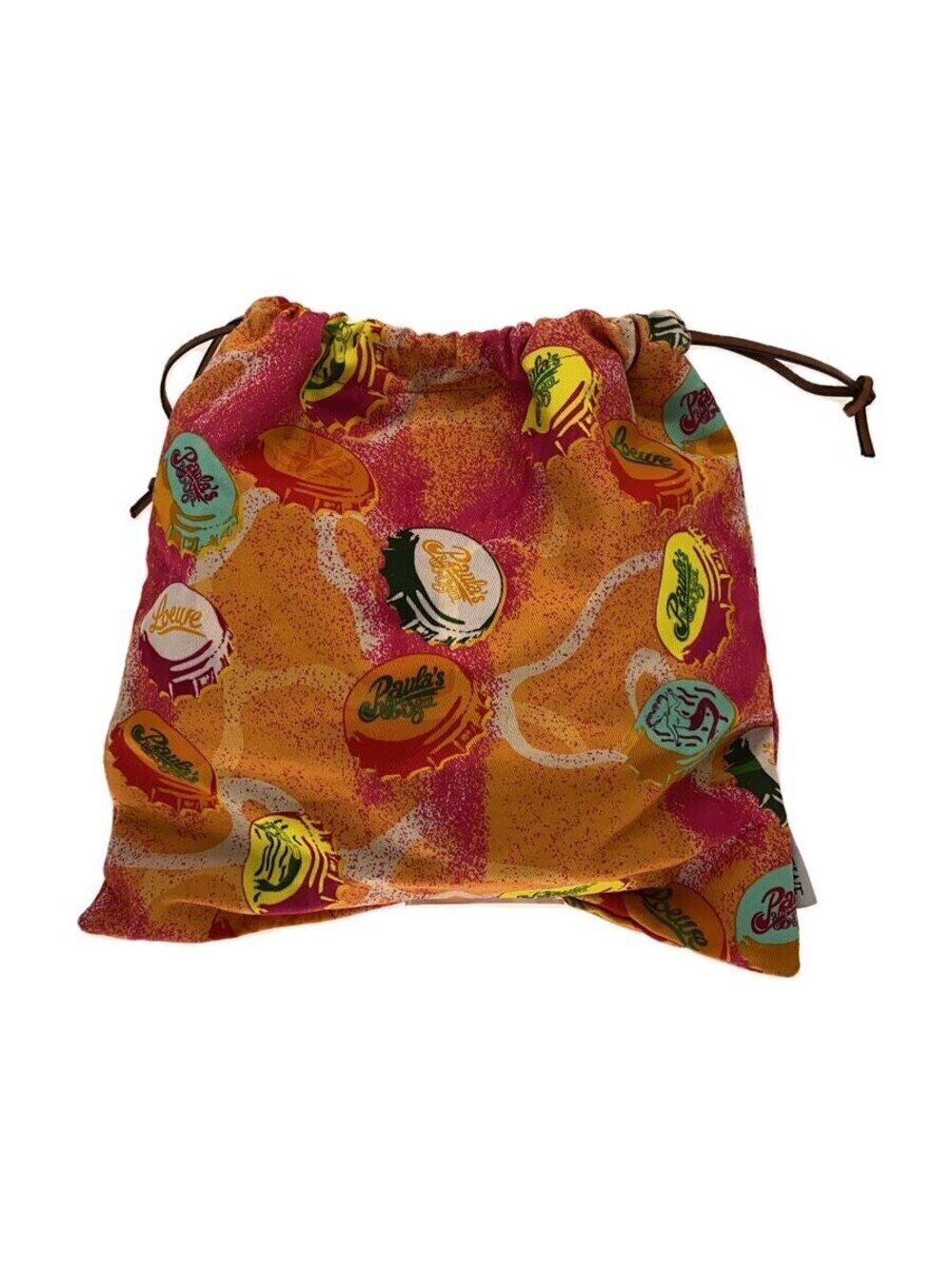 Loewe Paula Drawstring Pouch Clutch Orange All over